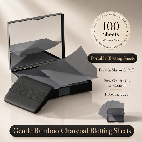 2-in-1 Oil Blotting Sheets with Mirror Puff Compact